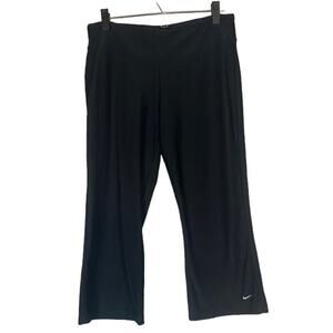 Nike Black Wide Leg Athletic Cropped Stretch Pants Women Sz M